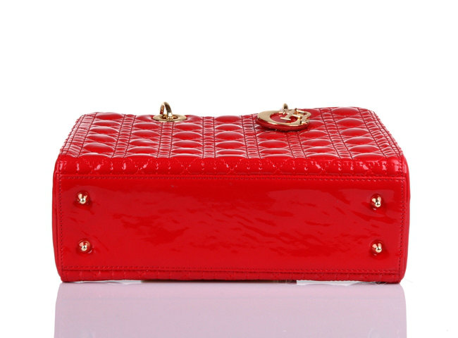 replica jumbo lady dior patent leather bag 6322 red with gold - Click Image to Close